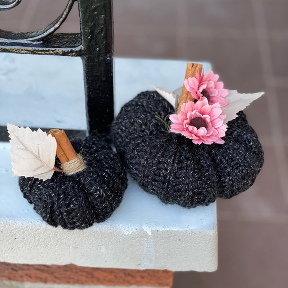 Halloween Fall Decor Handmade Crochet Pumpkins -
Set of 2 - Picture 2 of 4